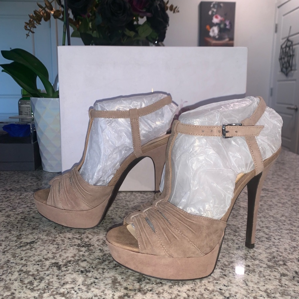 Suede Ankle Strap Heels